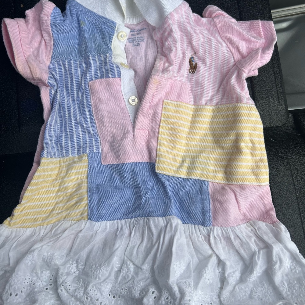 Ralph Lauren Kids Patchwork Shirt in Pink, Blue, and Yellow